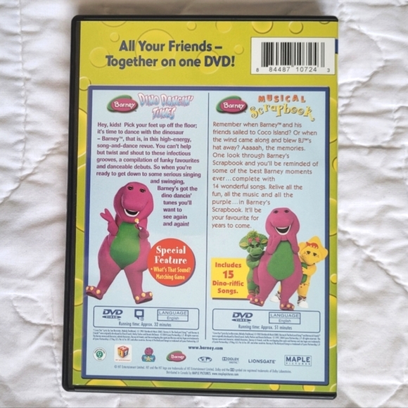 3/$15 🌸 Barney: Dino Dancin" Tunes & Musical Scrapbook - Picture 2 of 5